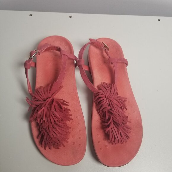 Vionic Sosha Pom Pom Fringe Women's Pink Thong Sandals Sz 7 - Picture 13 of 13